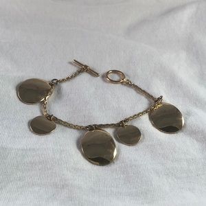 Gold plated oval dangle bracelet